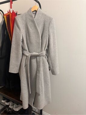 Aritzia Soft Gray Wool Wrap Coat with Belt